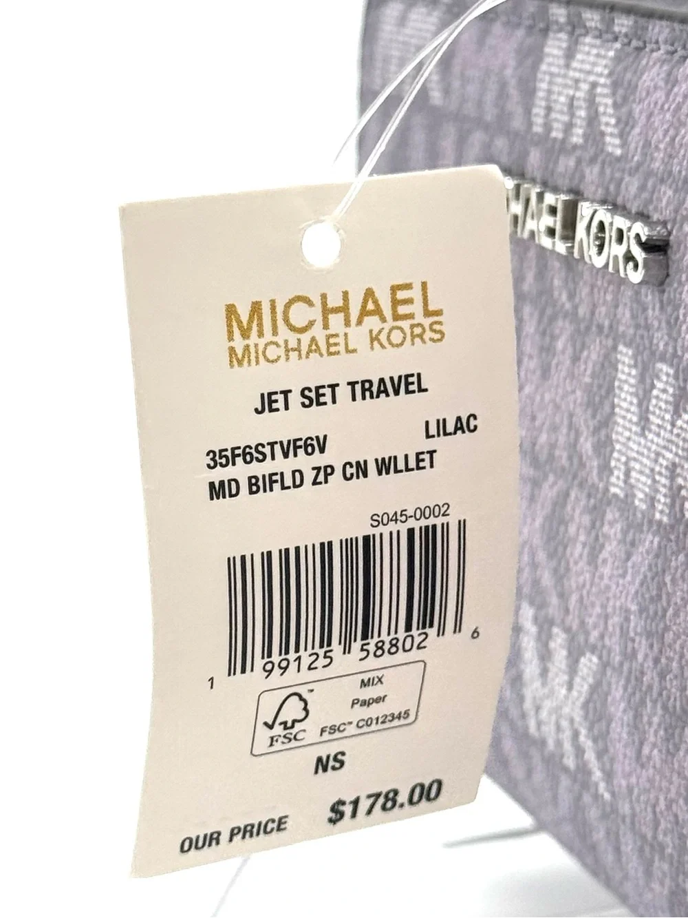 Michael Kors Medium Jet Set Travel Zip Chain Bifold Wallet - Lilac